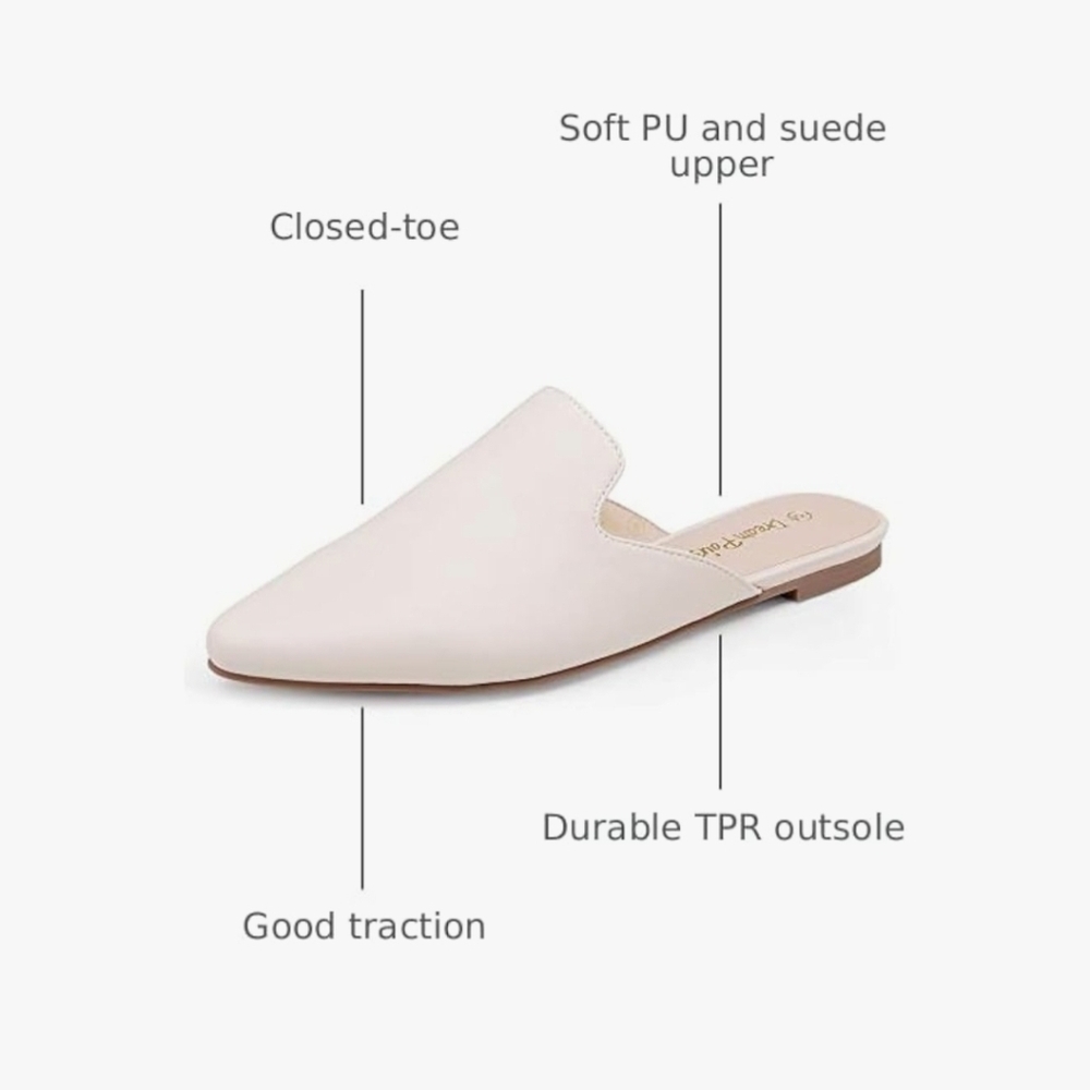DREAM PAIRS Women's Flat Mules Pointed Toe Backless Loafer Shoes - Picture 8 of 8